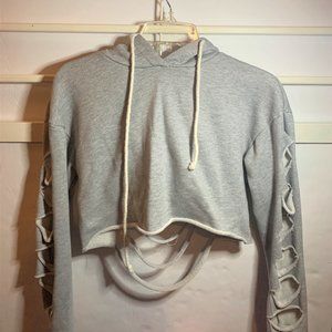 Shein Gray Crop Top Hoodie